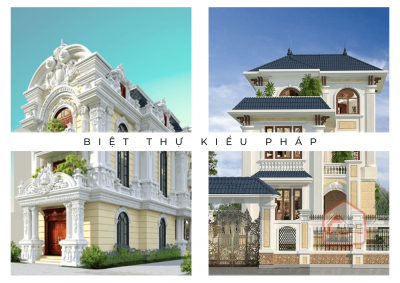Mẫu thiết kế nhà biệt thự đẹp hiện đại kiểu Pháp