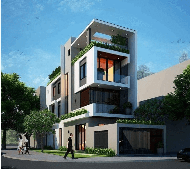biệt thự 3 tầng 2 mặt tiền hiện đại