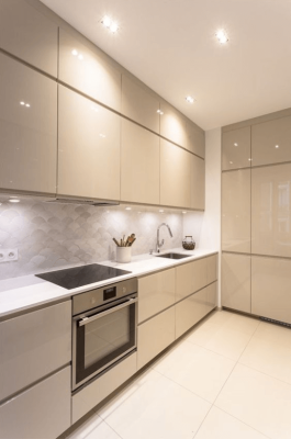 Bếp sử dụng vật liệu acrylic khiến tôn lên vẻ đẹp sang trọng và hiện đại