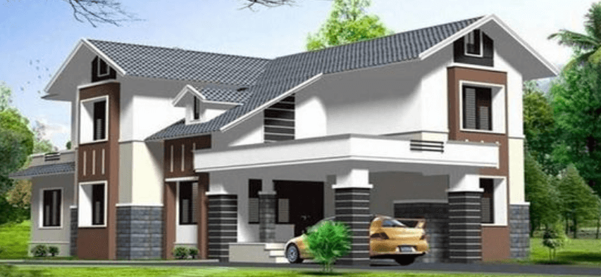Nhà 2 tầng chữ L