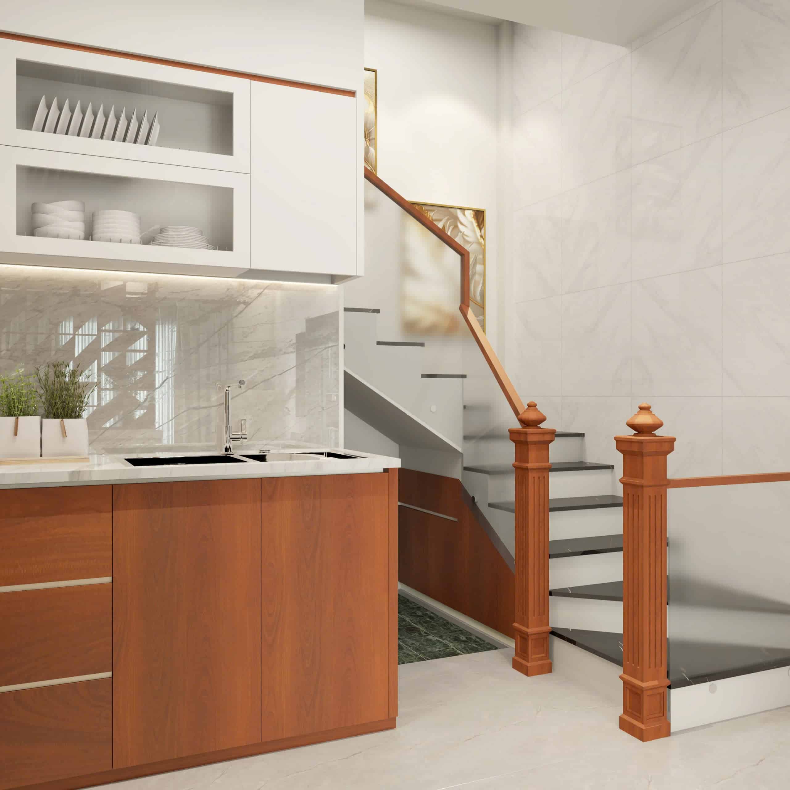 Cầu thang và bếp